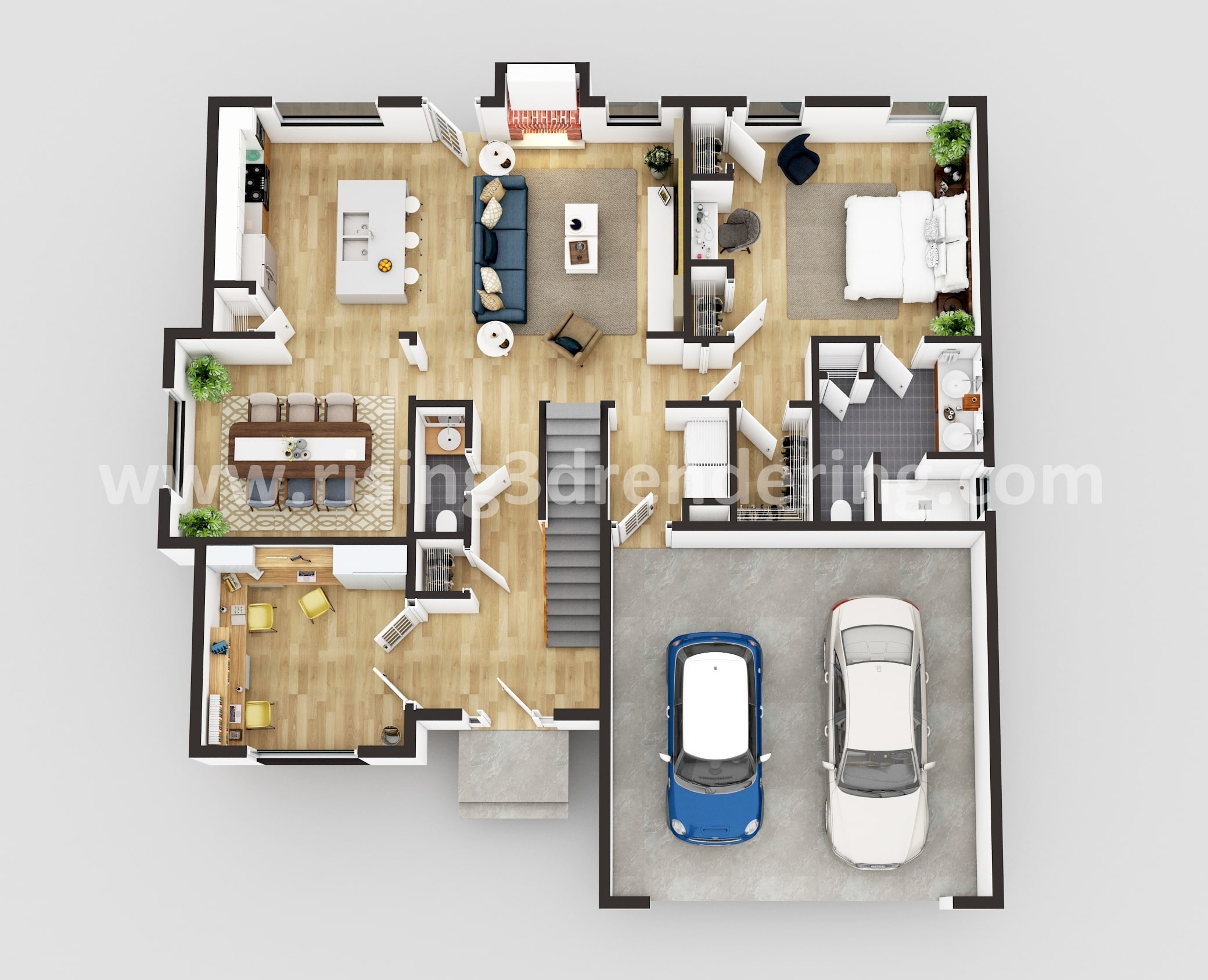 A 3D topview render created with floorplanner.com #floorplanner