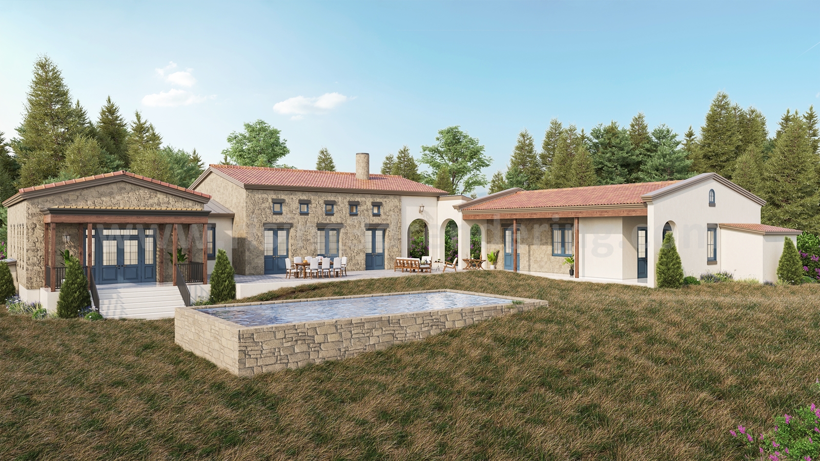 3D interior and exterior design rendering of the Woodstock bungalow!